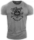 bebak Herren Fitness-T-Shirt   Viking Warrior   Fitnesskleidung für Herren   Bodybuilding T-Shirt   ideal für MMA Strongman Crossfit, Heather Steel Grey, M