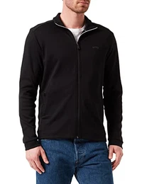 Herren Skaz Curved Sweatjacke aus Bio-Baumwolle mit geschwungenem Logo und Reißverschluss Schwarz L