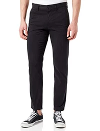Herren Schino-Taber-1 D Konisch Fit Chino aus gefärbtem elastischem Baumwoll-Satin Schwarz 32/32
