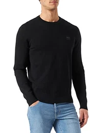 Herren Kanovano Pullover aus Baumwolle und Kaschmir mit Rundhalsausschnitt und Logo, Black, M