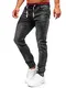 BOLF Herren Jeanshose Jeans Jogger Denim Style Used Look Jeanspants Sweatpants Destroyed Freizeit Narrow Leg Slim Fit Casual Style R61074S0 Schwarz M [6F6]