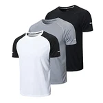 3er Pack Sport Tshirts Herren Funktionsshirt Sport Shirt Männer Schnelltrocknend Trainingsshirt Fitness Sportshirt Laufshirt Kurzarm Herren Atmungsaktive T-Shirt (5286) Schwarz/Grau/Weiß (5286)