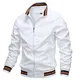 AIEOE Bomberjacke Weiß Herren Leichtes College Jacke Windbreaker Sportjacke mit Gestreiftem Bund und Innentasche