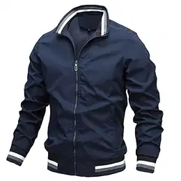 Übergangsjacke Herren Frühling Herbst Bomberjacke Sport Casual Stehkragen Blouson Fliegerjacke mit 2 Reißverschlusstaschen und Innentasche - XL(EU/US M)