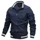 AIEOE Übergangsjacke Herren Frühling Herbst Bomberjacke Sport Casual Stehkragen Blouson Fliegerjacke mit 2 Reißverschlusstaschen und Innentasche - XL(EU/US M)