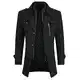 YOUTHUP Herren Wintermantel Wolle Winter Kurzmantel Mittellang Wollmantel Kurz Winterjacke für Business Freizeit, Schwarz-Dick, M