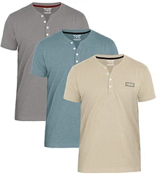 FULL TIME SPORTS® Herren Kurzarm Henley T-Shirts Dk Grau/Schiefer/Ston