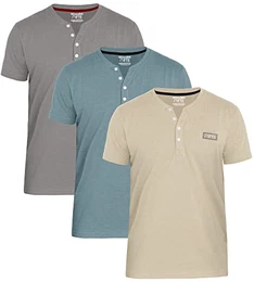 ® Herren Kurzarm Henley T-Shirts, Lässige Leichte Henley Tops Für Fitnessstudio, Training & Laufen Pack of 3 (Dk Grau-Schiefer-Ston, XX-Large)