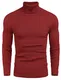 COOFANDY Herren Feinstrick Rollkragenpullover Zopfmuster Strickpullover Langarm Slim Fit Sweater Winter Rot M