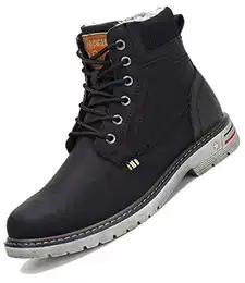 Herren Winterstiefel Wasserdicht Rutschfest Winter Boots Warme Gefütterte Winterschuhe Damen Kurzschaft Stiefel, Schwarz 43 EU