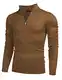COOFANDY Herren Rollkragenpullover Slim Fit Strickpullover mit Reißverschluss Langarm 1/4 Zip Stehkragen Pullover Sweater,Kaffee,M