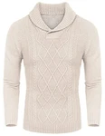 COOFANDY Herren Schalkragen Pullover Strickpullover Langarm Shawl Neck Pulli Aprikose