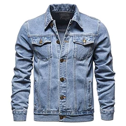 Jeansjacke Herren Einfarbig - Slim Fit Trucker Vintage Baumwolle Cowboy Tops Mantel, Lässige Western Style Jean Outwear, Button Down Mit Taschen Waschen Für Den Herbst Plus Größe S - 5XL,Dunk