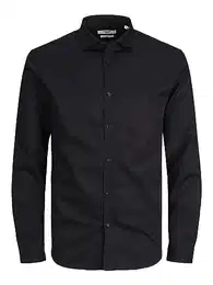 Herren JPRBLACARDIFF Shirt L/S NOOS 12201905, Black/Slim FIT, L