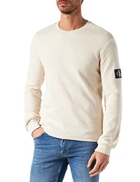 Herren Monogramm Badge Waffle LS Tee Pullover, eierschalenfarben, S