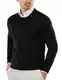 COOFANDY Pullover Herren Schwarz Rundhalsausschnitt Strickpullover Slim Fit Feinstrick Winterpullover Sweater M