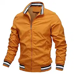 Bomberjacke Gelb Herren Leichtes College Jacke Windbreaker Sportjacke mit Gestreiftem Bund und Innentasche