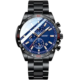 RORIOS Herren Uhren Wasserdichter Quarz Armbanduhr mit Edelstahl Armband Sport Chronograph Armbanduhr Business Uhr für Herren Männer