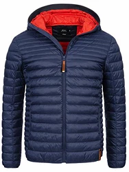 Indicode Herren Bowers Steppjacke in Daunenjacken-Optik Winterjacke Übergangsjacke Navy