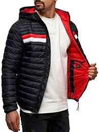 Herren Howe Steppjacke in Daunenjacken-Optik mit Kapuze gefütterte sportliche Übergangsjacke Moderne leichte Winterjacke Sportjacke modische Jacke für Männer Black M