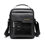 ANPTER Umhängetasche PU Leder Herren Shoulder Bag Crossbody Vintage Man Bag Schwarz