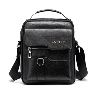ANPTER Umhängetasche PU Leder Herren Shoulder Bag Crossbody Vintage Man Bag