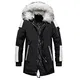 MEYOCEYO Winterparka Herren Warme Winterjacke Lang Outdoor Verdickt Baumwolle Hooded Wintermantel Mit Kunstpelz Fellkapuze Schwarz-Weiß M