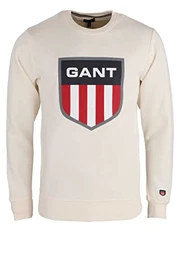Herren D1 Retro Shield C-Neck Sweat Sweatshirt, Eggshell, M