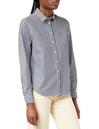 Broadcloth Bluse mit Streifen - Blau - 38