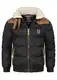 Geographical Norway Abramovitch Men Distribrands - Herren Warme Jacke Gewebe - Dicken Mantel Kapuze Outdoor Pelzmantel - Winterjacke Jacken Outdoor Perfekt Ourdoorjacke (Schwarz M)