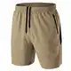 Herren Sport Shorts Kurze Hose Schnell Trocknend Sporthose Leicht mit Reißverschlusstasche(Khaki,EU-M/US-S)