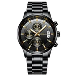 CRRJU Herren Uhr Chronographen Armbanduhr Business Analog Quarzuhr mit Kalender Schwarz/Gold