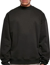 Herren Mock Neck Crew Sweatshirt, Schwarz, L