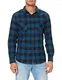 Urban Classics Herren Checked Flanell Shirt Hemd, Blue/Black, M