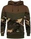 PADOLA Herren Kapuzenpullover Patchwork Pullover Camouflage Hoodie Y2K Langarm Farbblock Sweatshirt Winter Warm Strickjacke Basic Winterjacke Kordelzug Sweatjacke Geschenke (Tarnung Braun, M)
