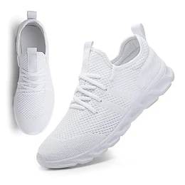 Herren Sneaker Walkingschuhe Atmungsaktiv Straßenlaufschuhe Leicht Freizeit Sportschuhe für Hallen Outdoor Jogging Workout Fitness Tennisschuhe Mode (A Weiß, Numeric_40)