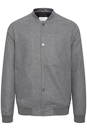 !Solid Lio Herren Übergangsjacke Herrenjacke Jacke Collegelook gefüttert mit Stehkragen, Größe:M, Farbe:Medium Grey Melange (1802011)