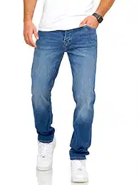 Herren Jeans Mike ARIS Regular Fit Straight Leg Denim Herrenhose (32W / 32L, Dark Blue Denim)