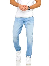 Herren Jeans Mike ARIS Regular Fit Straight Leg Denim Herrenhose (32W / 32L, Light Blue Denim)