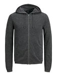 JACK & JONES Strickjacke Kapuze Reißverschluss JJEHILL Knit Cardigan NOOS 12190154 Dunkelgrau Melange/Melange (12190154)