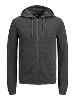JACK & JONES Strickjacke Kapuze Reißverschluss JJEHILL Knit Cardigan NOOS 12190154 Dunkelgrau Melange/Melange (12190154)