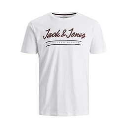 JACK&JONES Mens JJHERRO Tee SS Crew Neck T-Shirt, Bright White, M