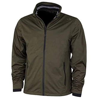 Calvin Klein Herren Kragen Details wasserdichte Golfjacke Khaki/Schwarz