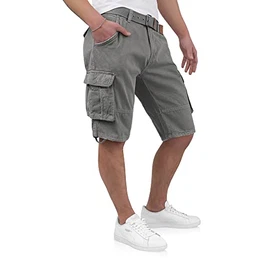Kjeld Herren Cargo Shorts mit 6 Taschen inkl. Stoffgürtel aus 100% Baumwolle Kurze Hose Bermuda Sommer Herrenshorts Short Men Pants Cargohose kurz Sommerhose für Männer