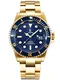 Alienwork Armbanduhr Herren Damen Gold Edelstahl Metallarmband Kalender Datum Marineblau Klassik Elegant