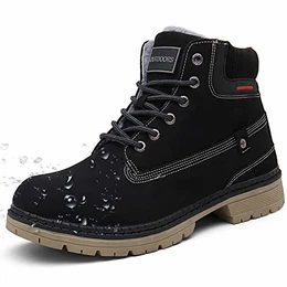 Eagsouni Winterstiefel Herren Schneestiefel Damen Warm Gefütterte Winterschuhe Wasserdicht Stiefeletten Winter Schnürstiefel Wander Schuhe, Schwarz, 43 EU