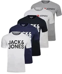 JACK & JONES Herren Logo Tee SS O-Neck 5er-Pack 