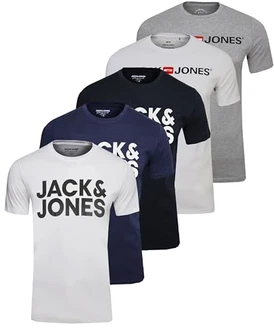 JACK & JONES Herren Logo Tee SS O-Neck 5er-Pack JACK & JONES Herren Logo Tee SS O-Neck 5er-Pack