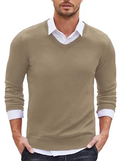 COOFANDY Herren Pullover V Ausschnitt Langarm Slim Fit Basic Sweater