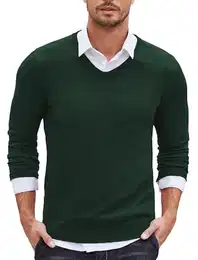 Herren V Ausschnitt Langarm Pullover Slim Fit Sweater Winter Männer Strickpullover PAT3 M